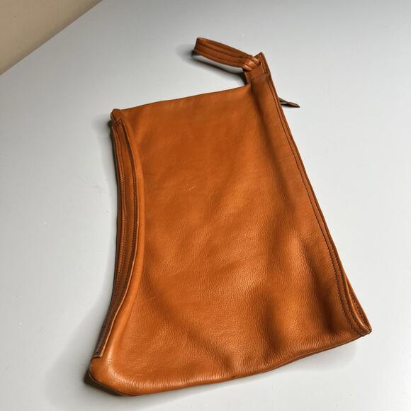 Yudi Clutch Bag Womens Large Brown Leather Zip Wristlet Suede Lining Colombia - Picture 5 of 11